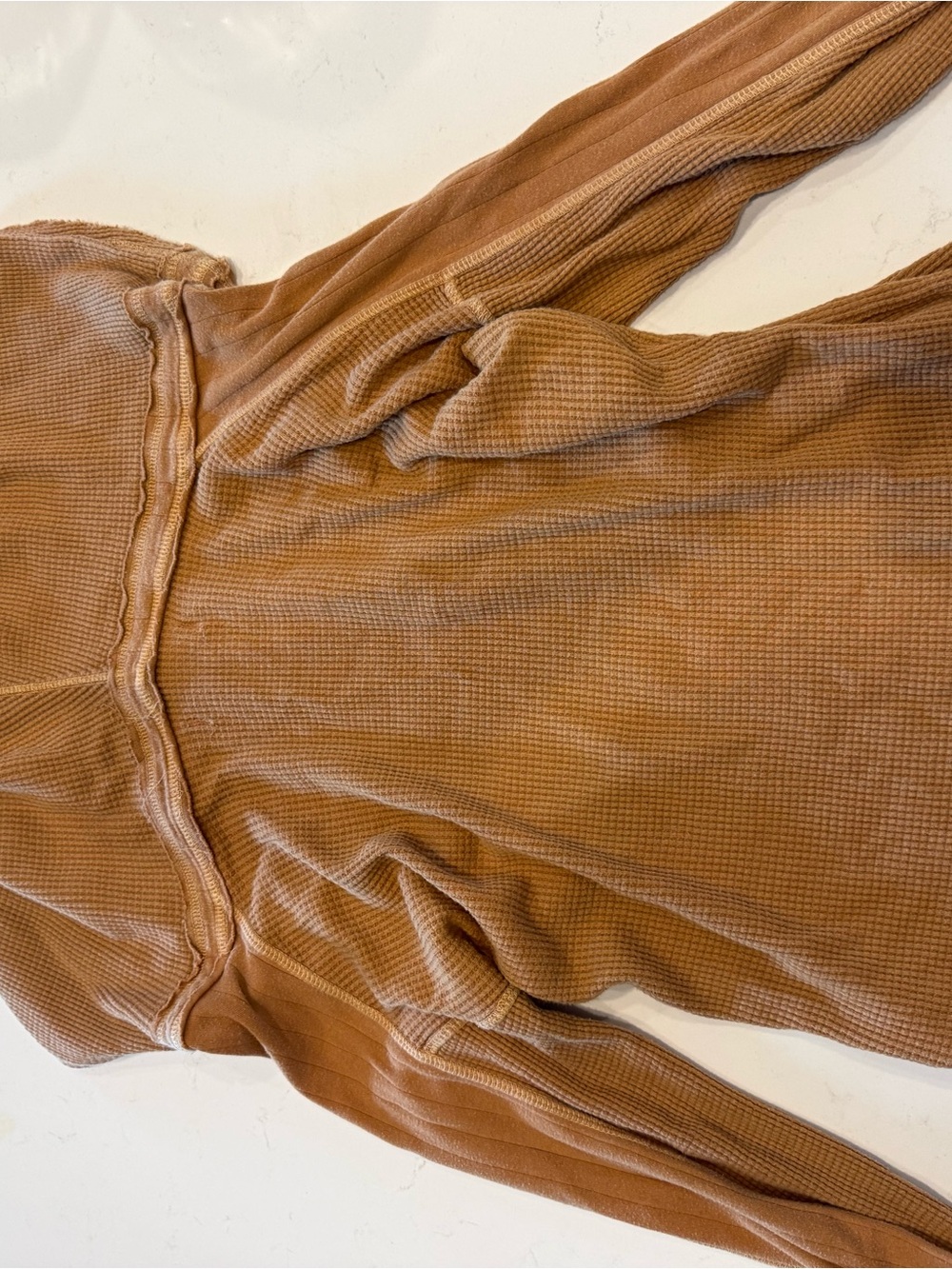 We The Free Waffle-Knit Thermal Top in Camel